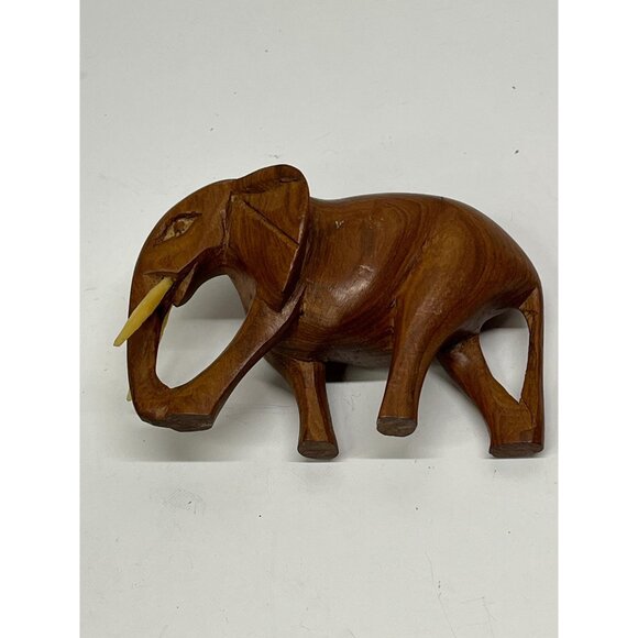 Vintage Handcarved Rosewood Elephant 3” Statue Figure - Picture 7 of 10